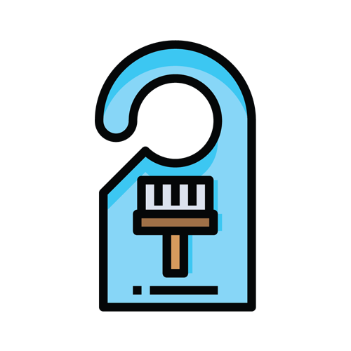 Cleaning service door hanger icon featuring a paintbrush, symbolizing professional cleaning solutions for commercial spaces.