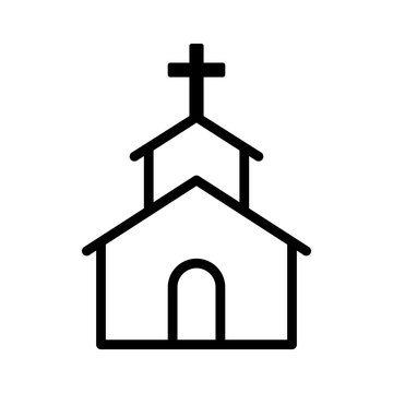 Church icon with a cross, symbolizing sacred spaces and religious center cleaning services offered by Dulinagi Axe Services.