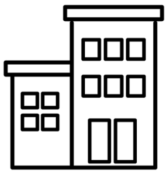 Illustration of a modern office building, representing professional environments for Dulinagi Axe Services' commercial cleaning offerings.